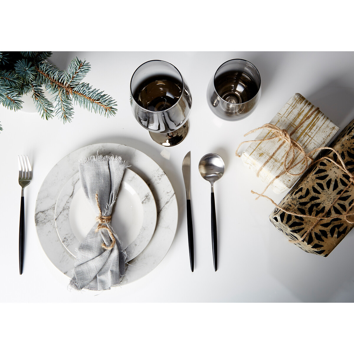 16-Piece White/Grey Marble Effect Dinner Set grey, SO'HOME