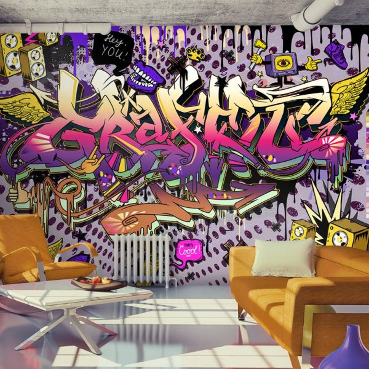Papier peint intissé panoramique Street art Hey You! multicouleur, EDEN