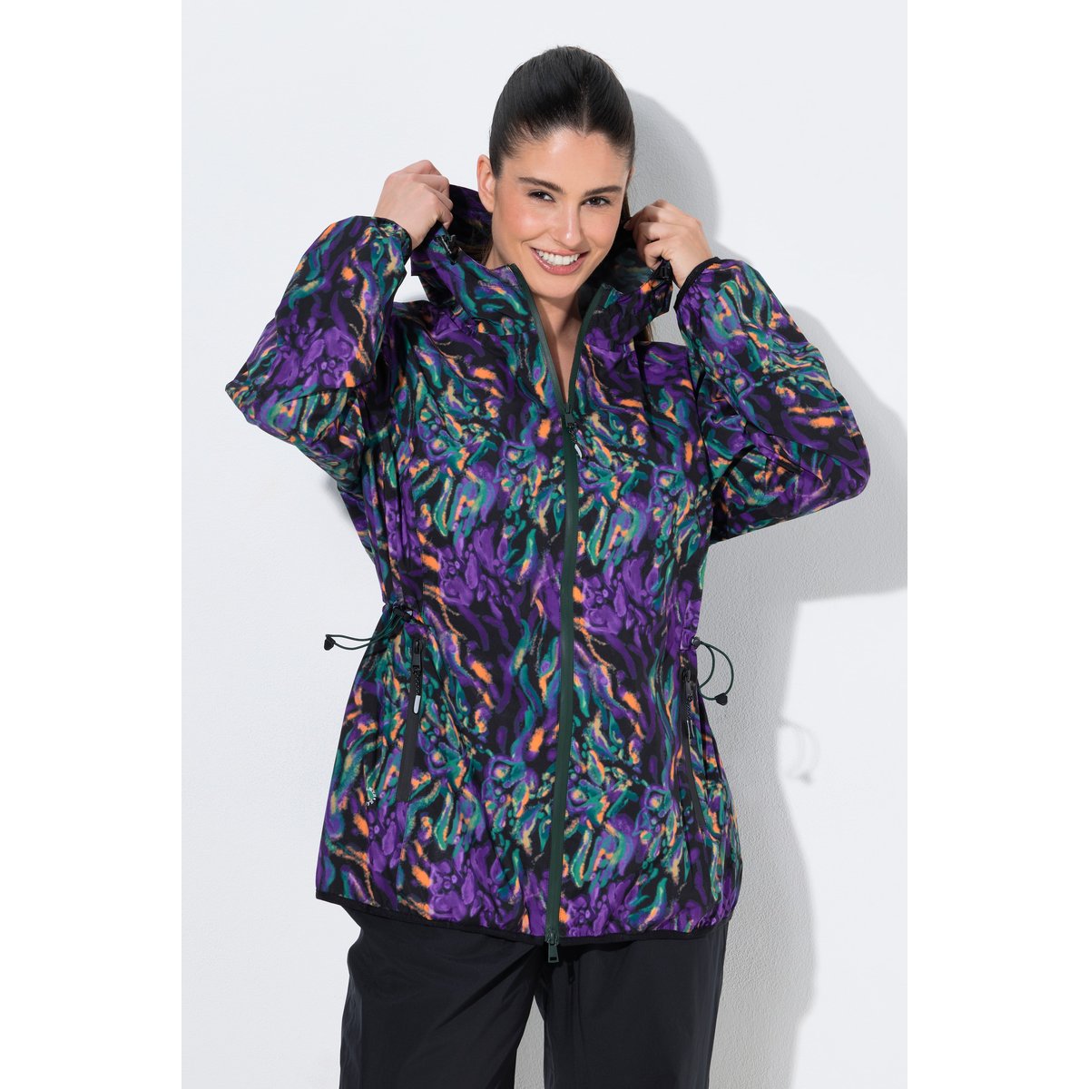 Veste de pluie motif floral noir, ULLA POPKEN