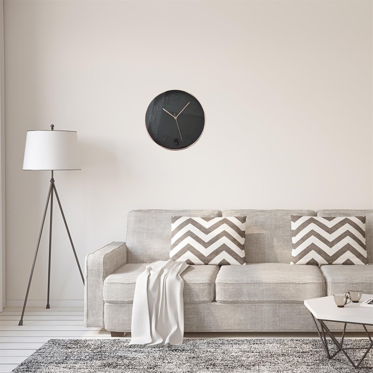 Horloge Ronde noire cuivrée noir, EDEN