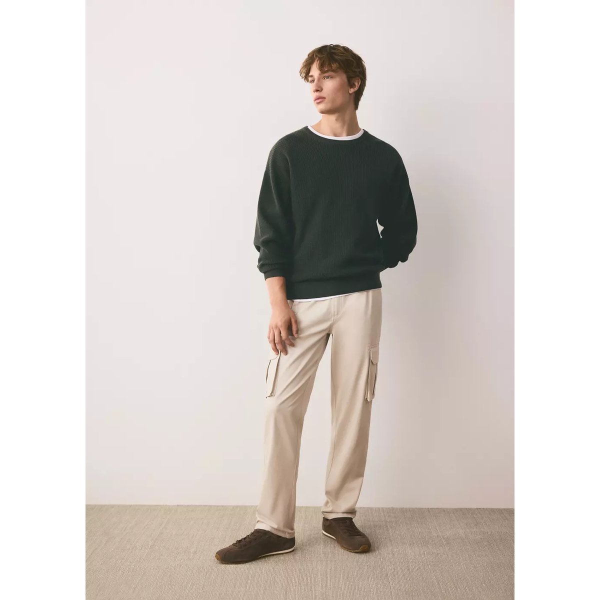 T-shirt en jersey de coton maille fine vert, MANGO TEEN