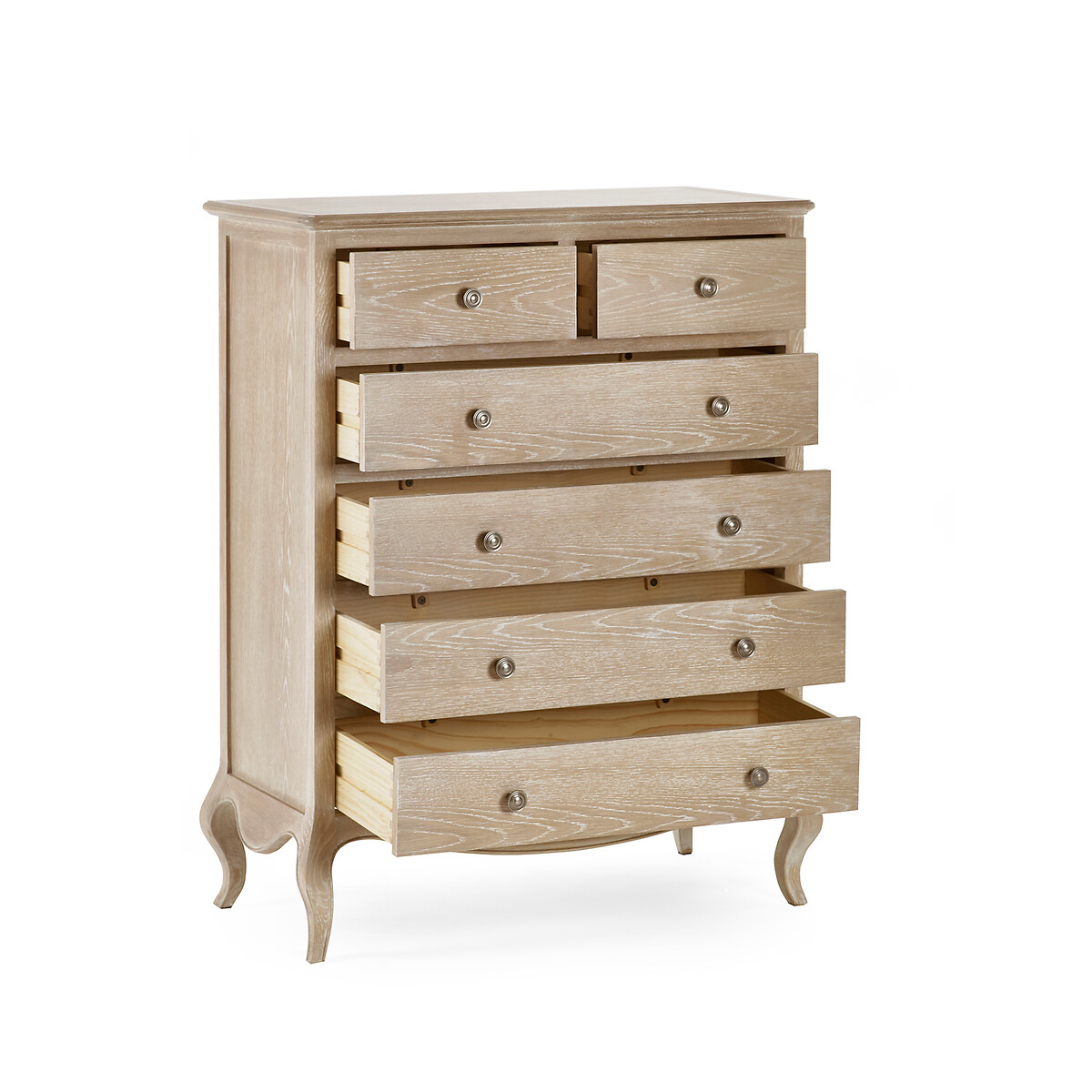 Eléa French Antique Limed Oak Chest of 4+2 Drawers bleached oak, SO'HOME