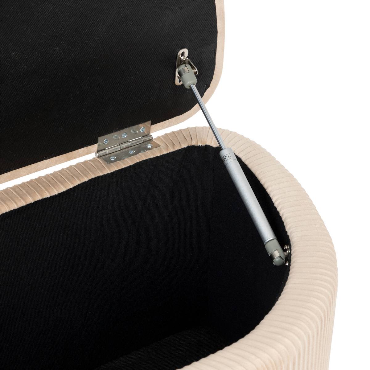 Banc coffre de rangement en velours SOLARO beige, ATMOSPHERA