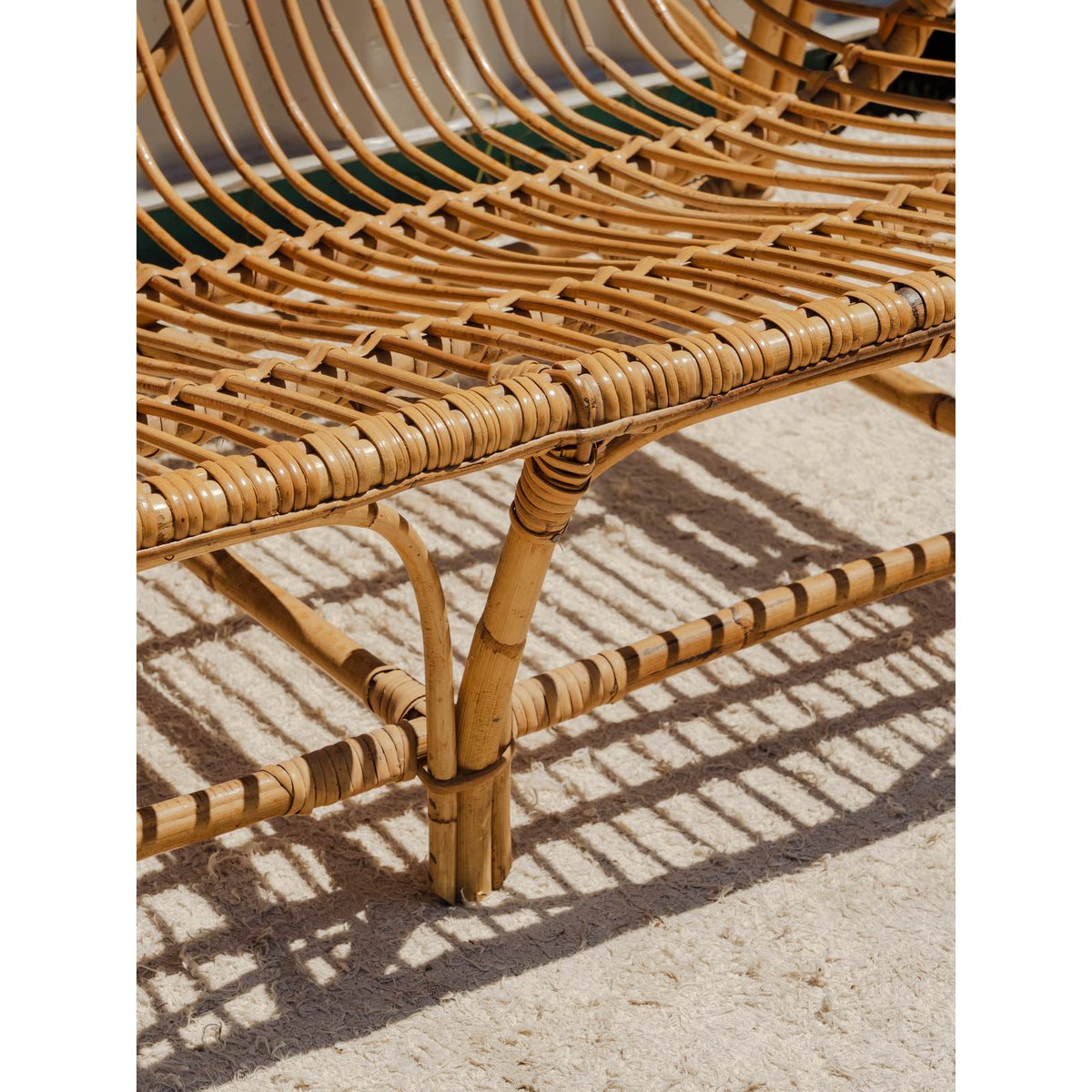Banquette en osier Martine N°53 - Bon état bois clair, DEBONGOUT