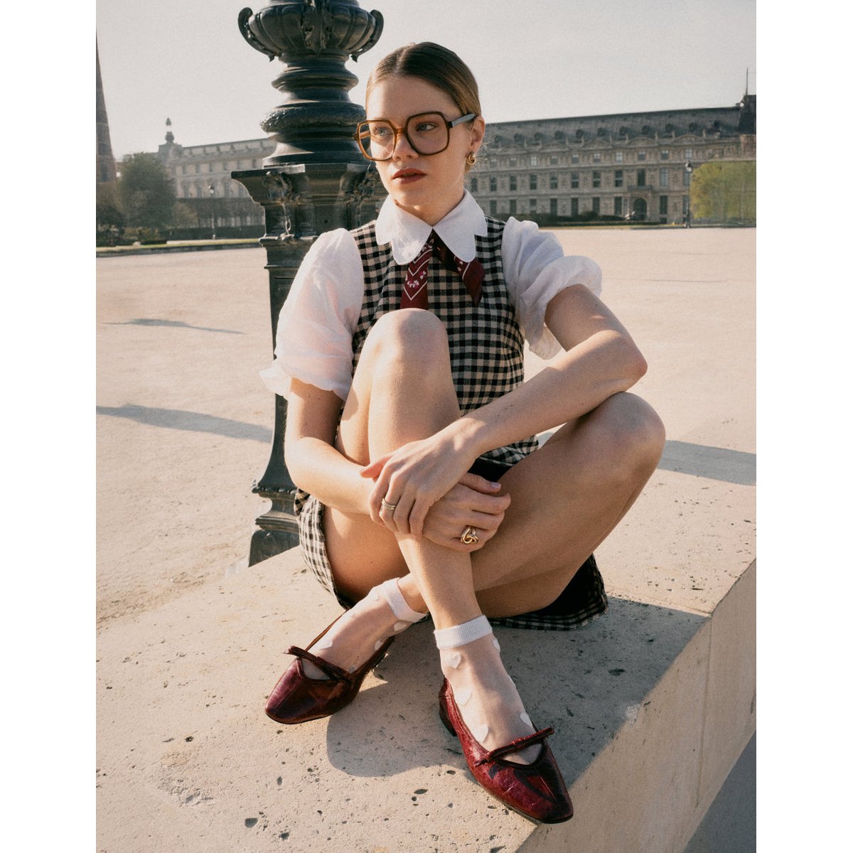 Ballerines ETEL cuir plissé bordeaux, ODAJE