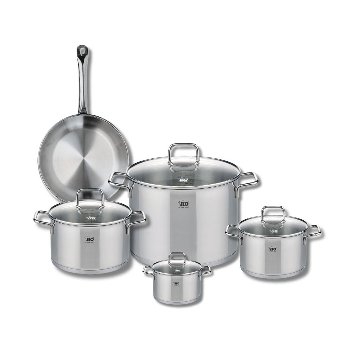 Batterie 1 poêle 24cm + 4 faitouts 12/16/20/26cm PROFI CITRIN gris, ELO