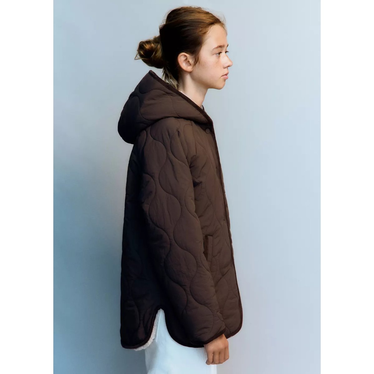 Anorak matelassé moutonné marron, MANGO KIDS