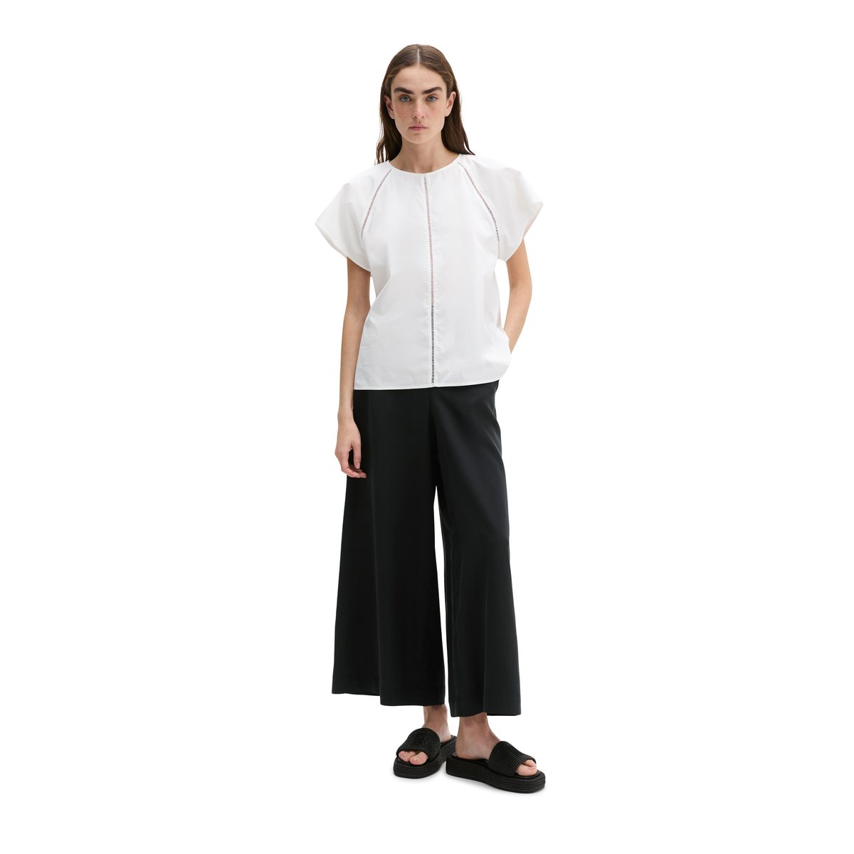 Blouse à manches courtes regular en popeline premium blanc, MARC O'POLO