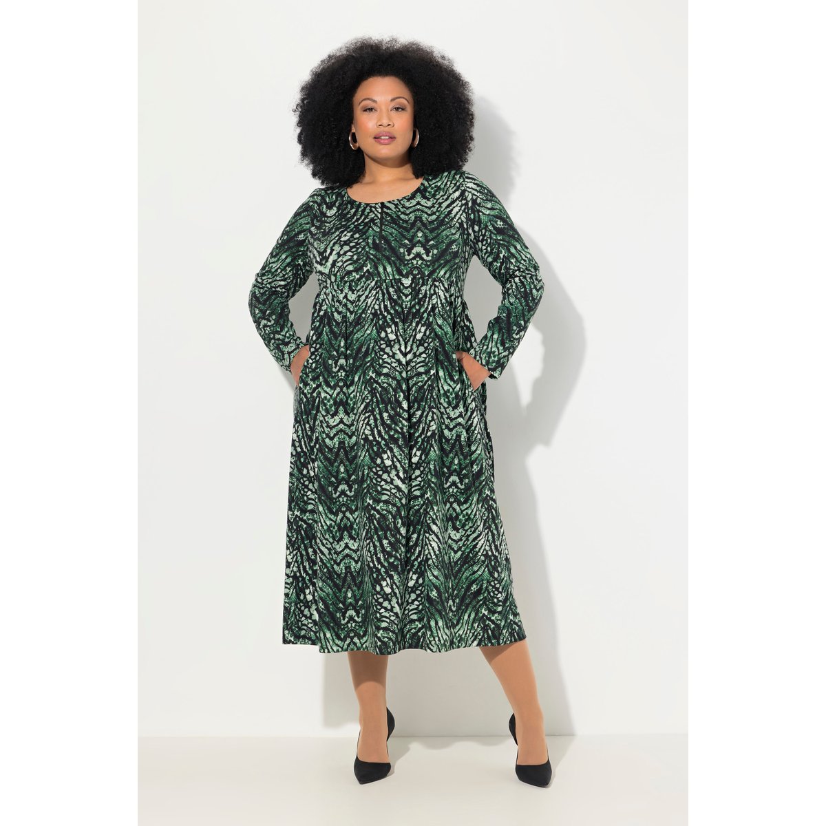 Robe en jersey motif peau de serpent vert, ULLA POPKEN