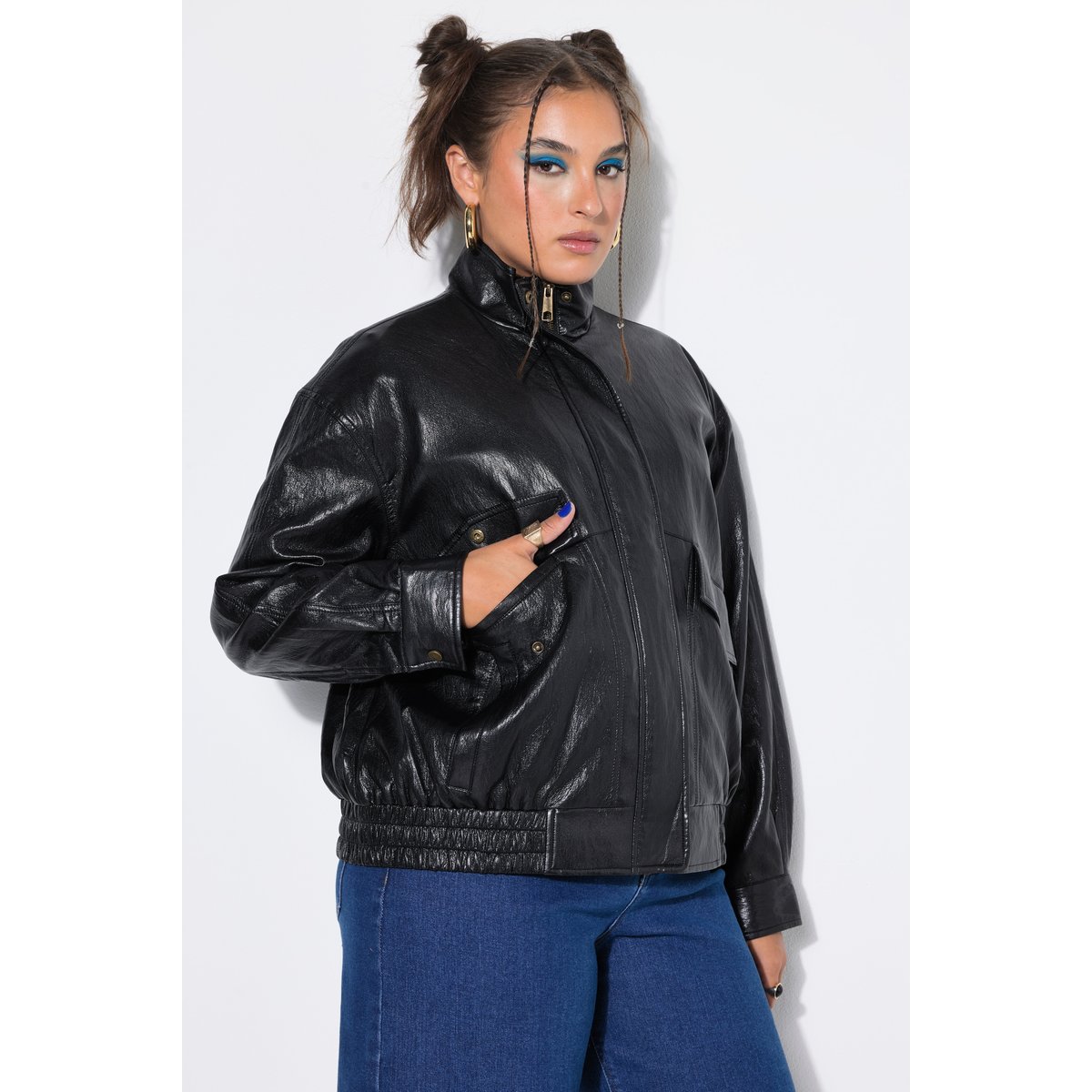 Veste oversize en simili noir, STUDIO UNTOLD