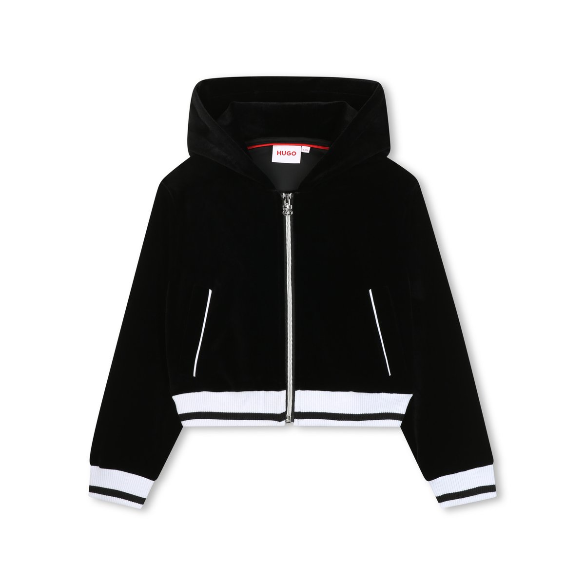 Cardigan con cappuccio black, HUGO KIDSWEAR