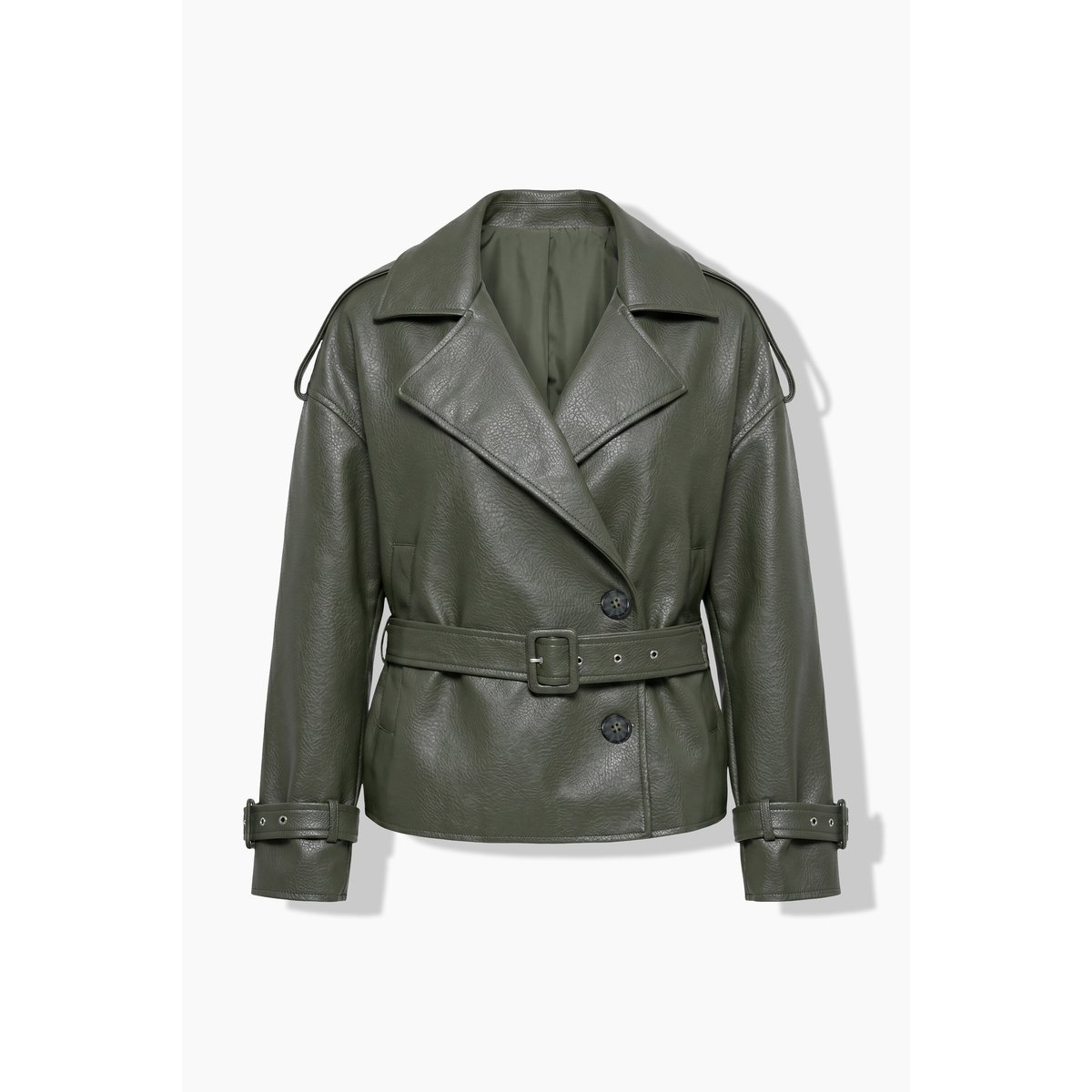 Veste en simili cuir, coupe oversize olive foncé, STUDIO UNTOLD