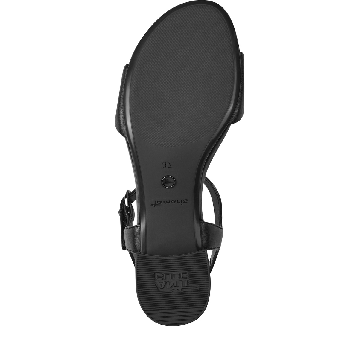 Sandale à talon en cuir noir, TAMARIS