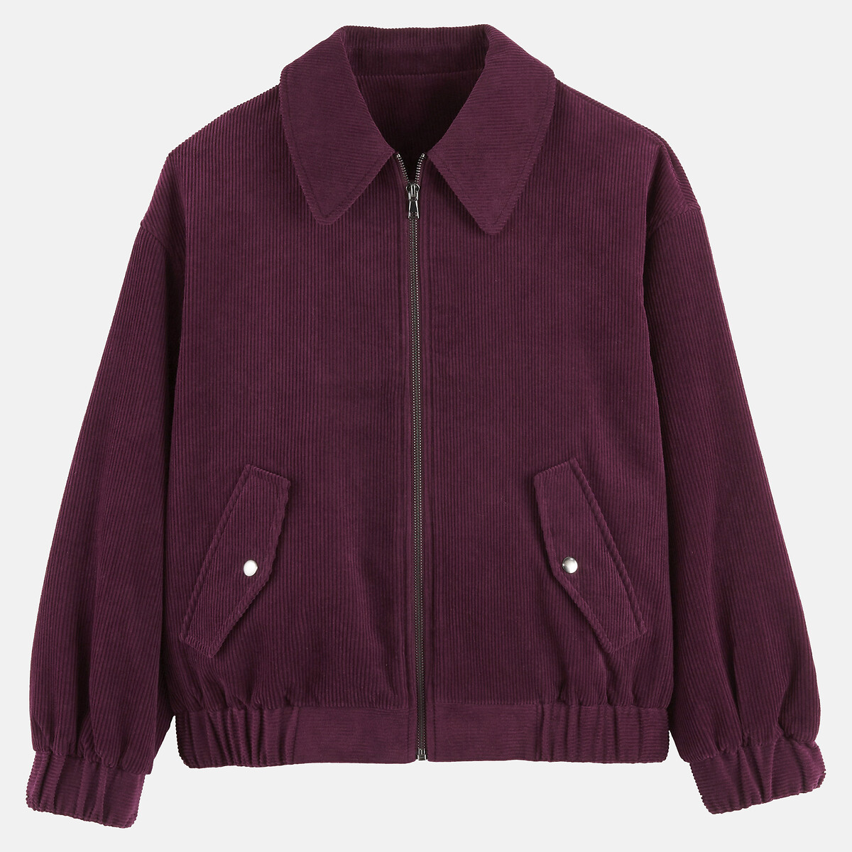 Blouson bomber en velours côtelé, col chemise violet foncé, LA REDOUTE COLLECTIONS