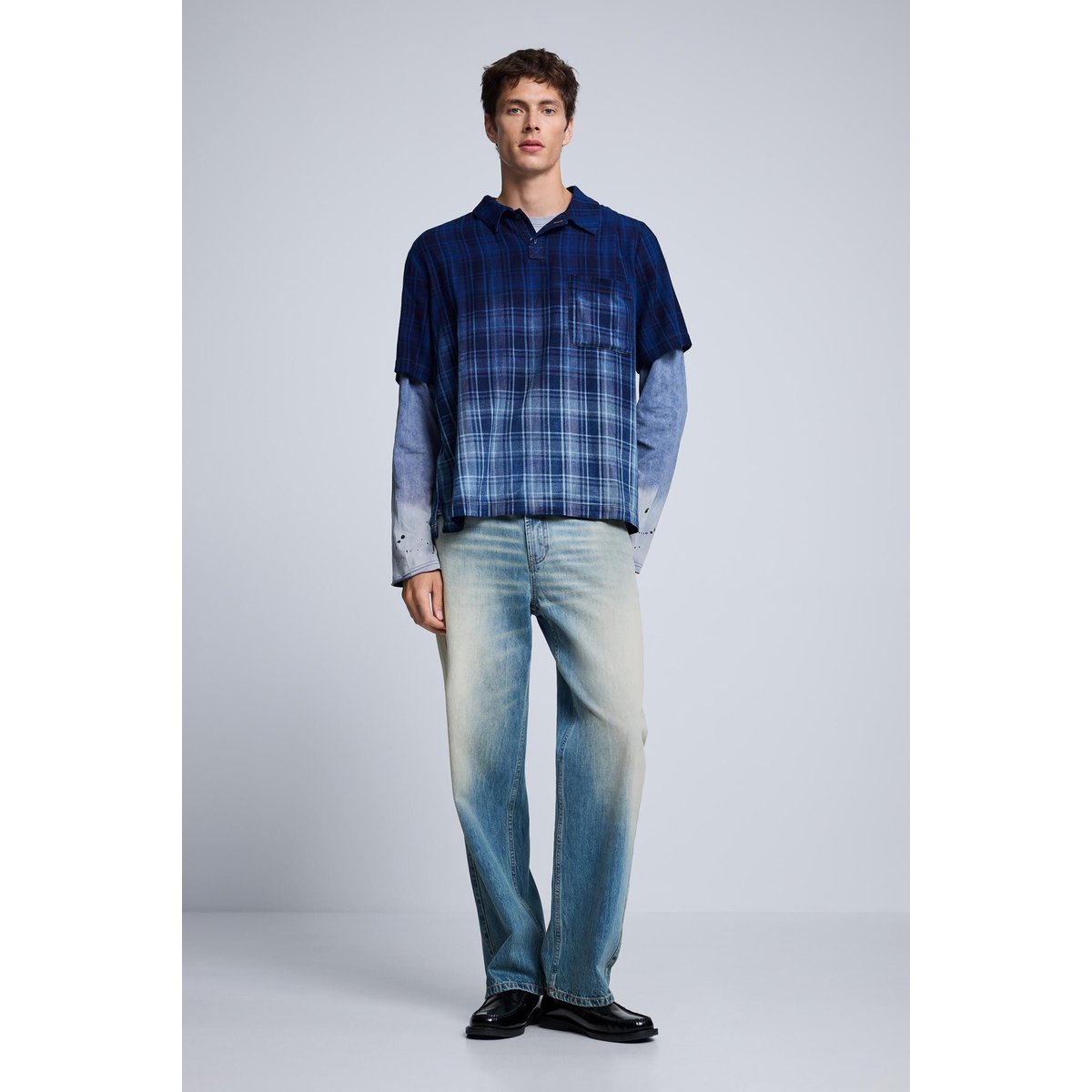 Polo à carreaux bleu, DESIGUAL