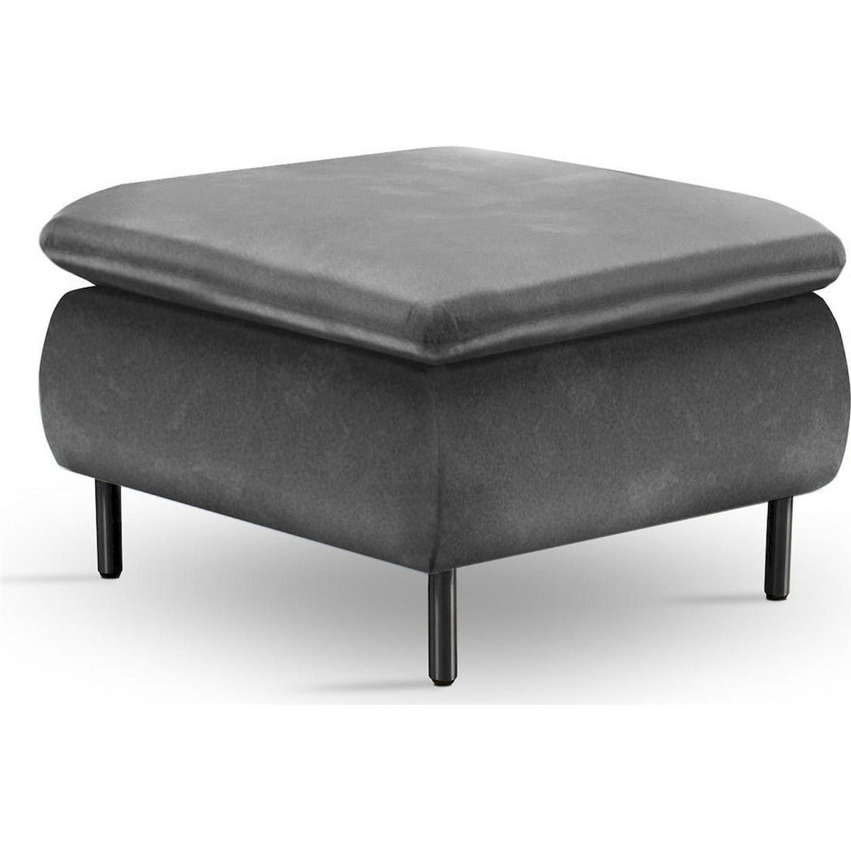Pouf carré capitonné collection GENNARIO gris foncé et noir, RECOLLECTION