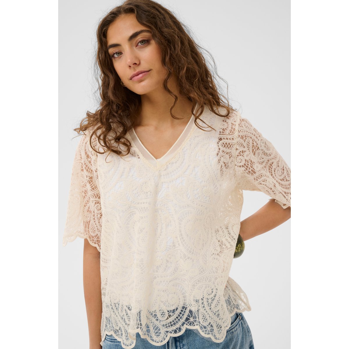 Blouse à manches courtes blanc whitecap, CULTURE