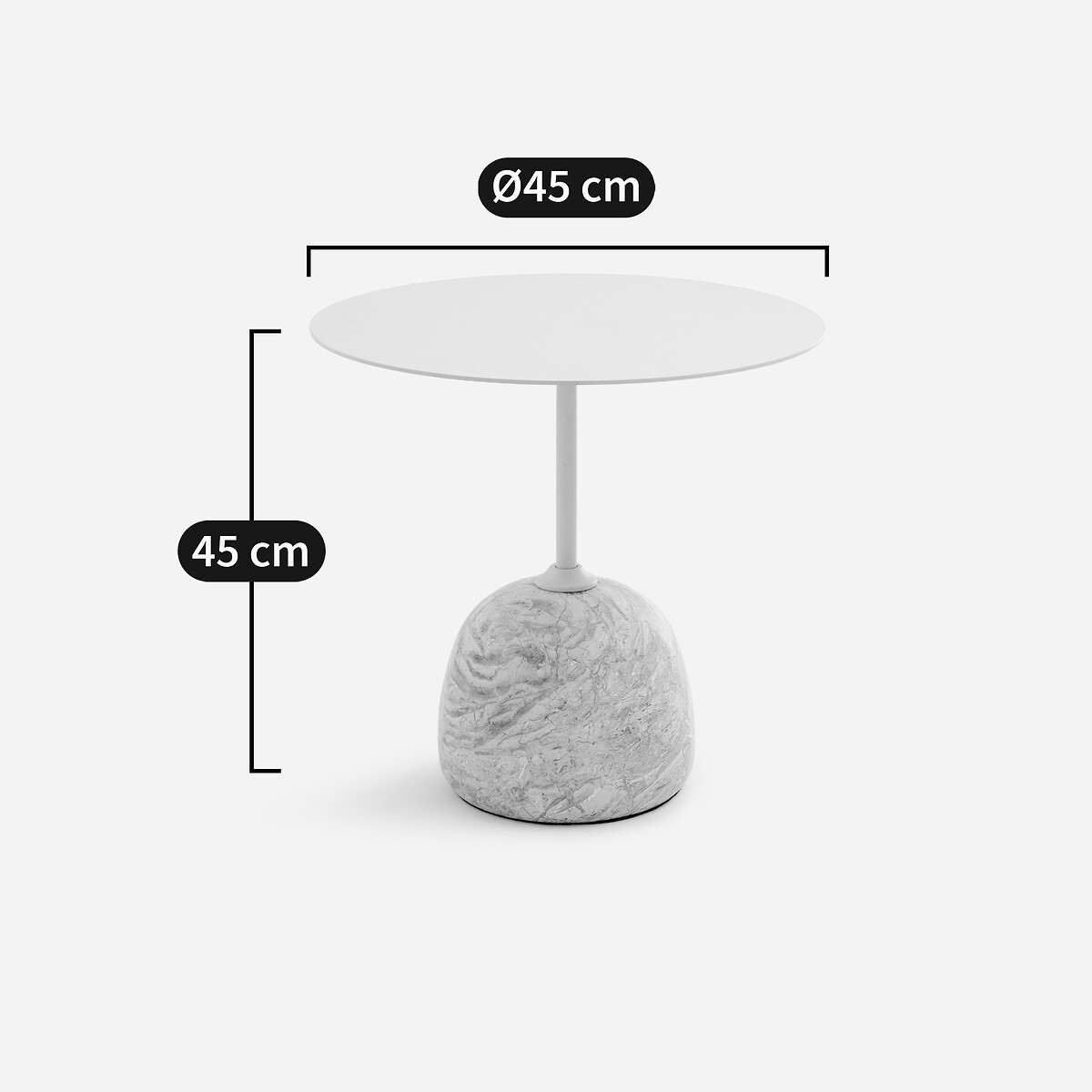 Bout de canapé marbre et métal fer Ø45 cm Balastro grège, AM.PM
