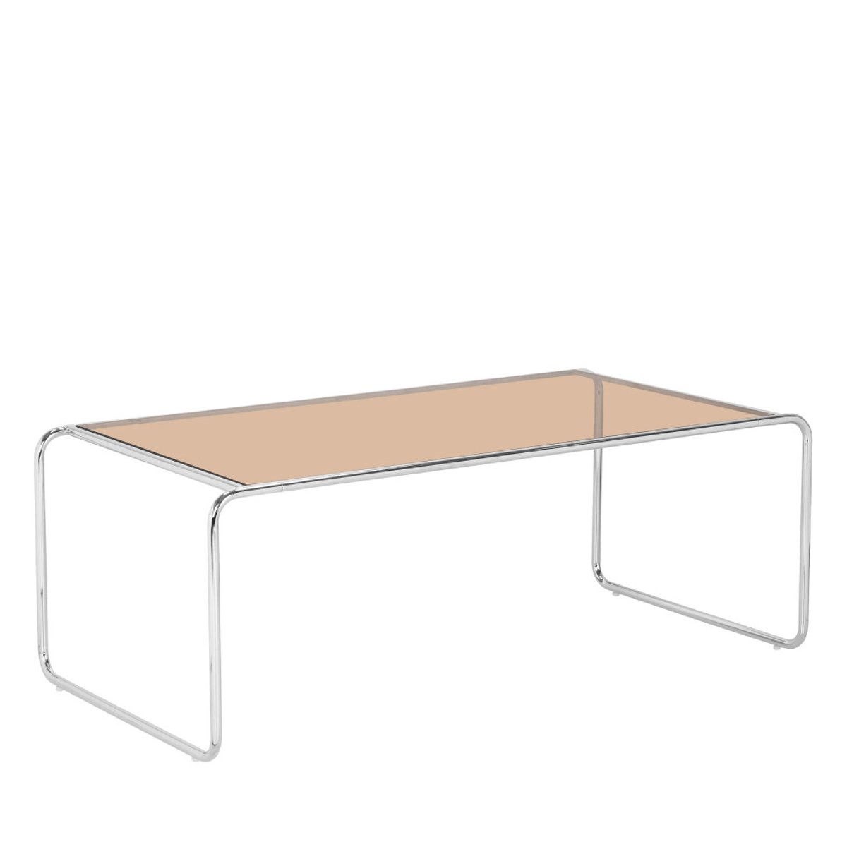 Table basse en verre pieds chrome L110cm- RIKA verre ambré, DRAWER