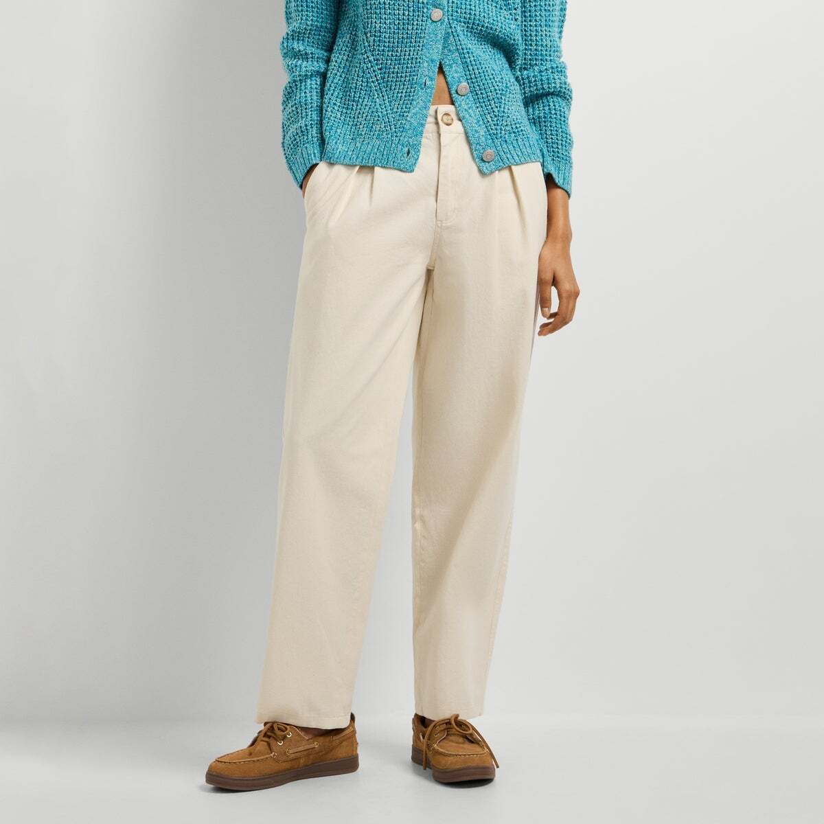 Pantalon Taille Haute Et Coupe Droite dentelle beige, PEPE JEANS