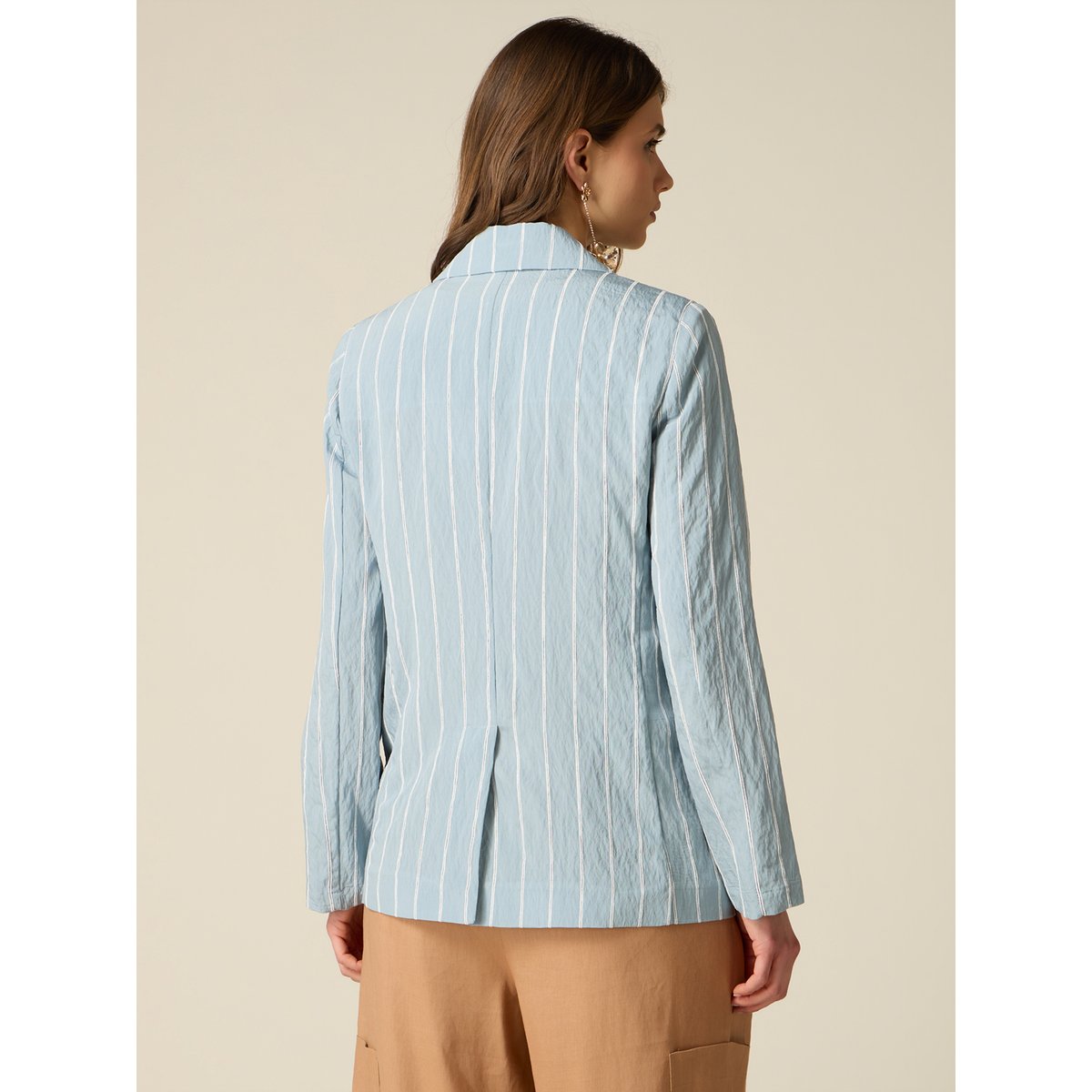 Veste déstructurée à rayures effet crinkle light - blue, OLTRE