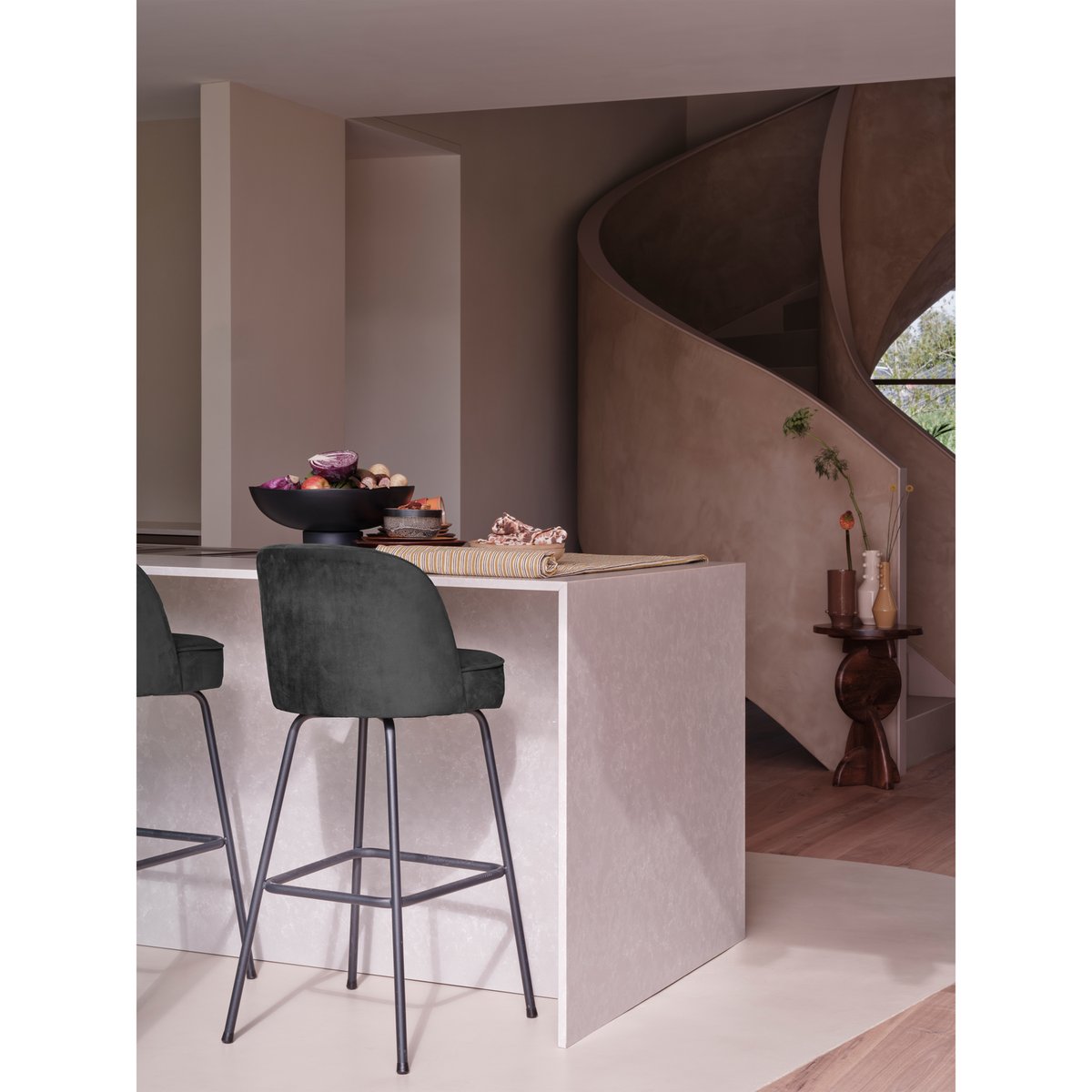 Tabouret de bar en velours 80cm - VOGUE noir, BEPUREHOME