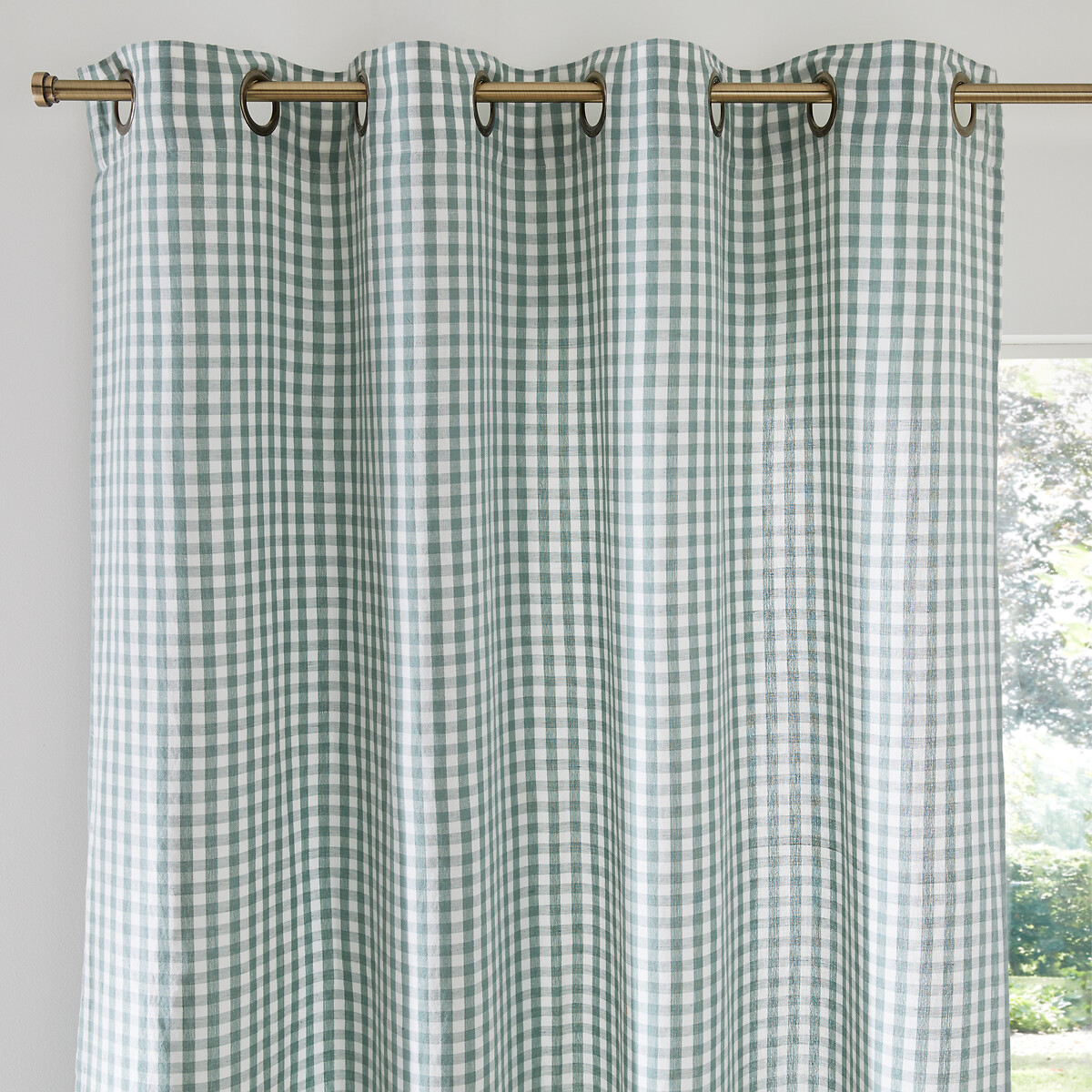 Rideau coton/lin vichy, œillets, Cottage vert de gris, LA REDOUTE INTERIEURS