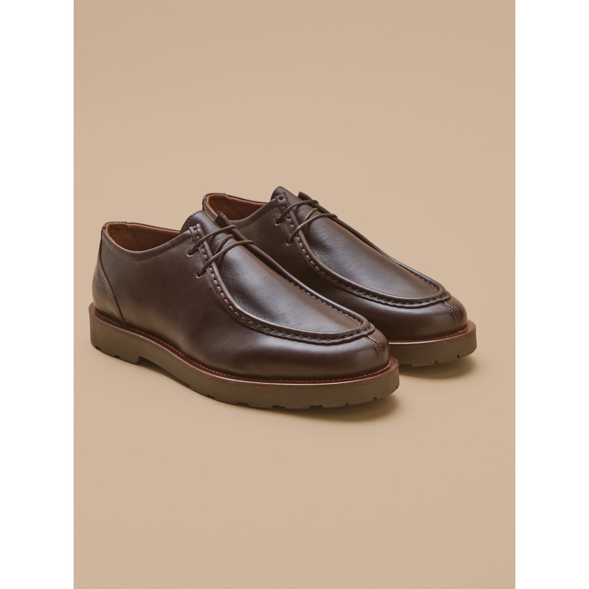 Derbies lacées cuir marron fonce, CYRILLUS