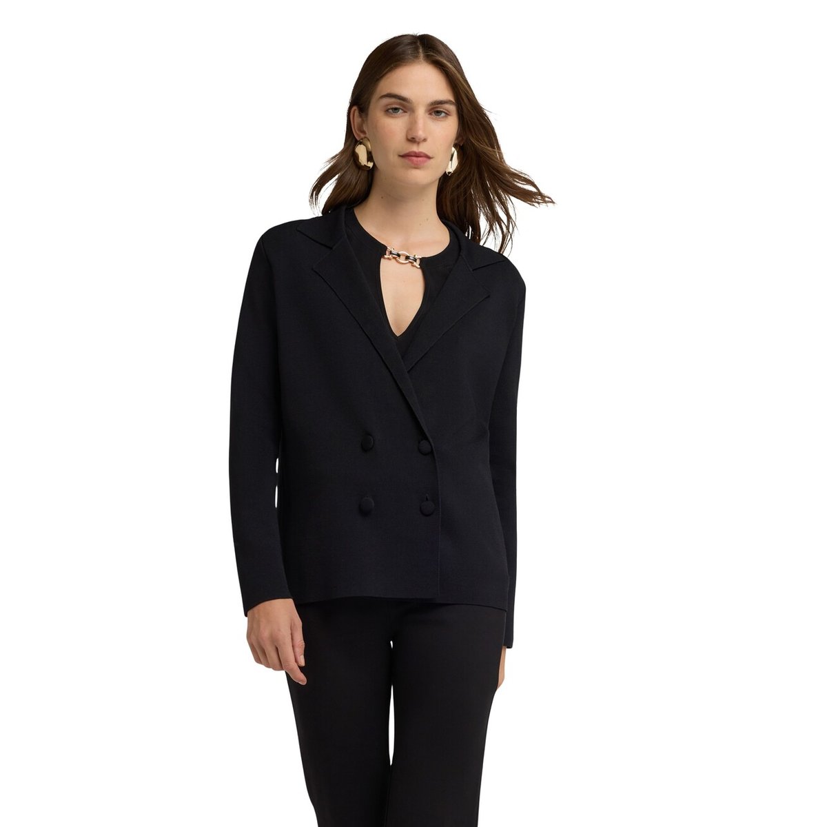 Cardigan double boutonnage noir, MOTIVI
