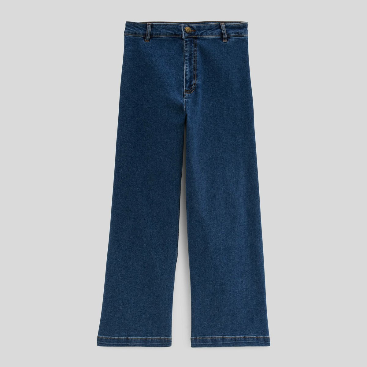 Jean large taille haute stone denim, MONOPRIX