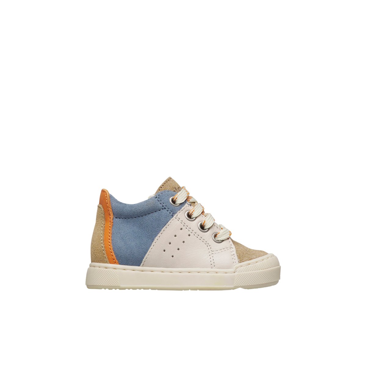 Baskets en cuir et en daim FABRON ZIP bleu-beige, FALCOTTO