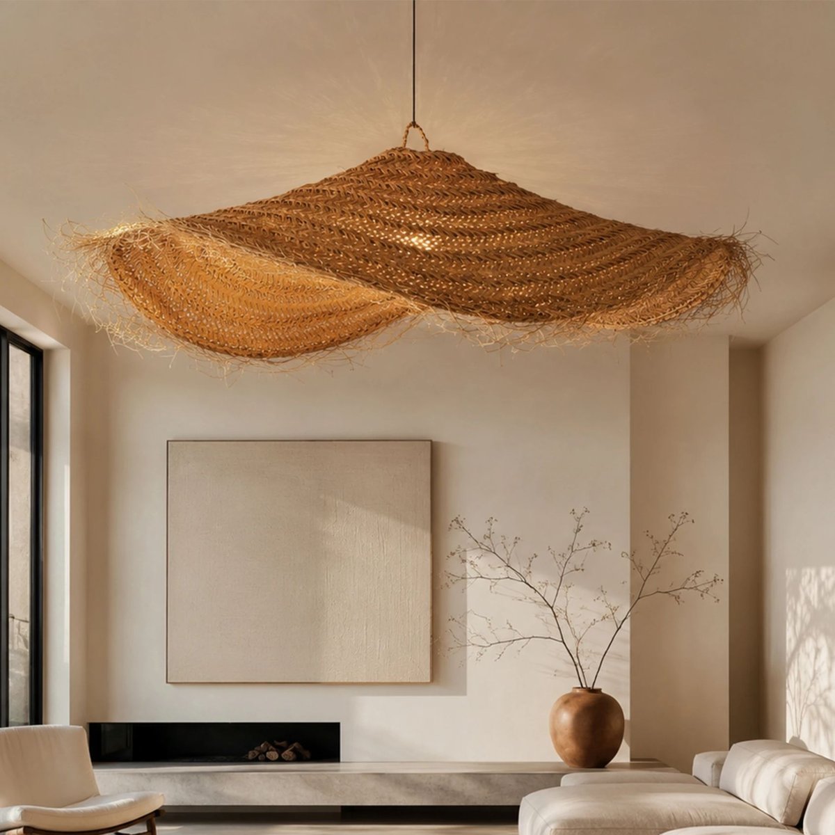 Abat-jour parasol Doum fibre de palmier -  LOJI naturel, HOME MAISON