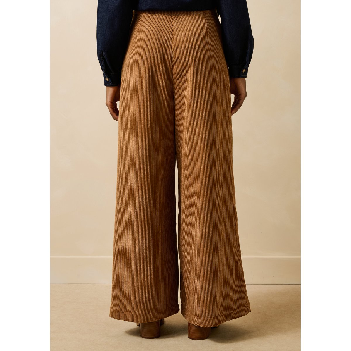 Pantalon large en velours côtelé cognac, LA FEE MARABOUTEE