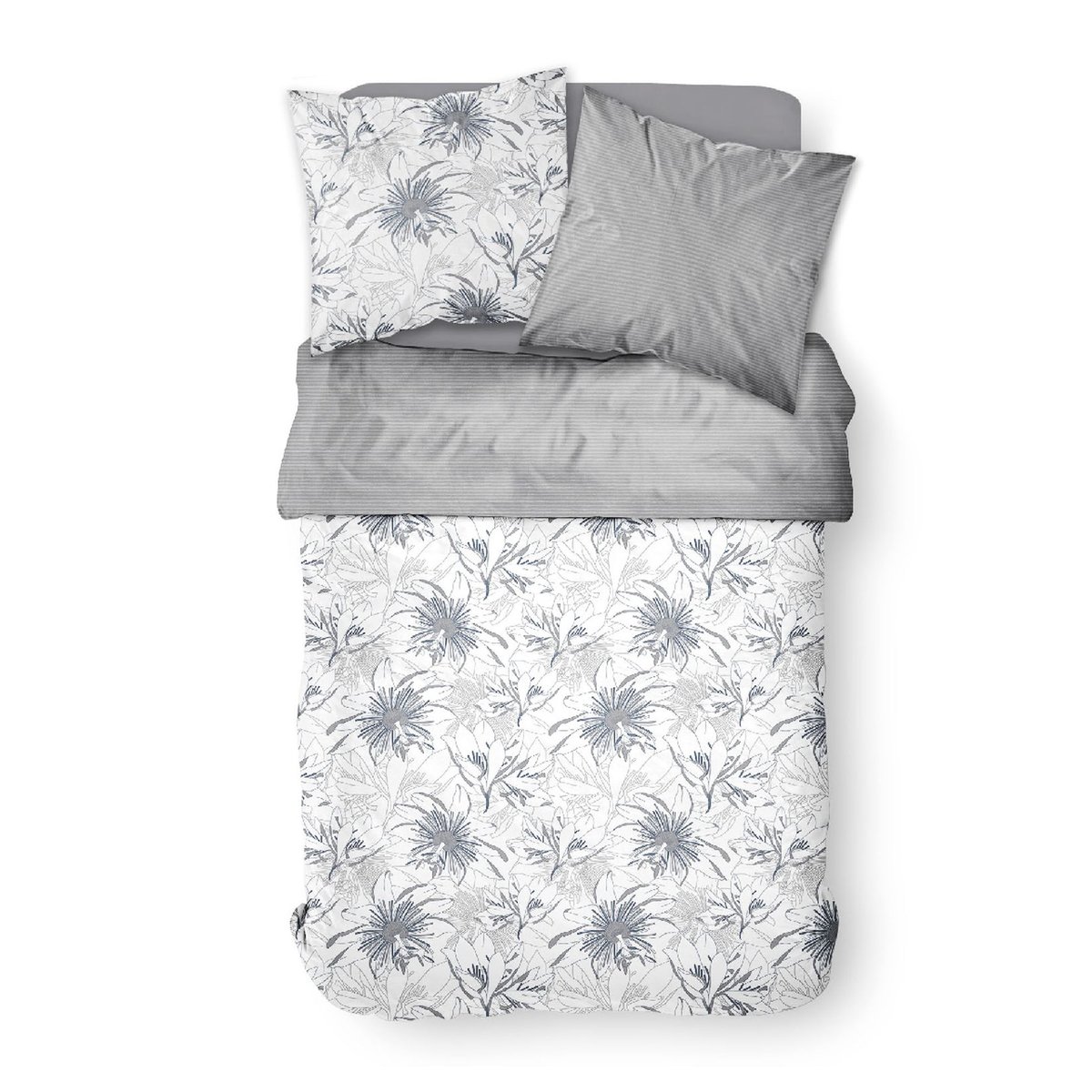 Parure de lit 2 personnes imprimé floral coton SUNSHINE KAIS blanc, TODAY