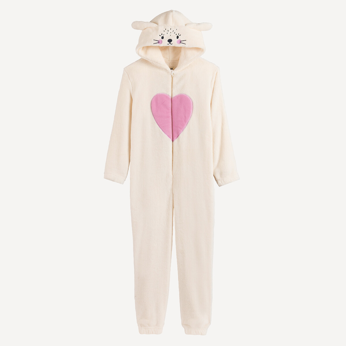 Macacão de coelhinho com capuz, em tecido polar branco, LA REDOUTE COLLECTIONS