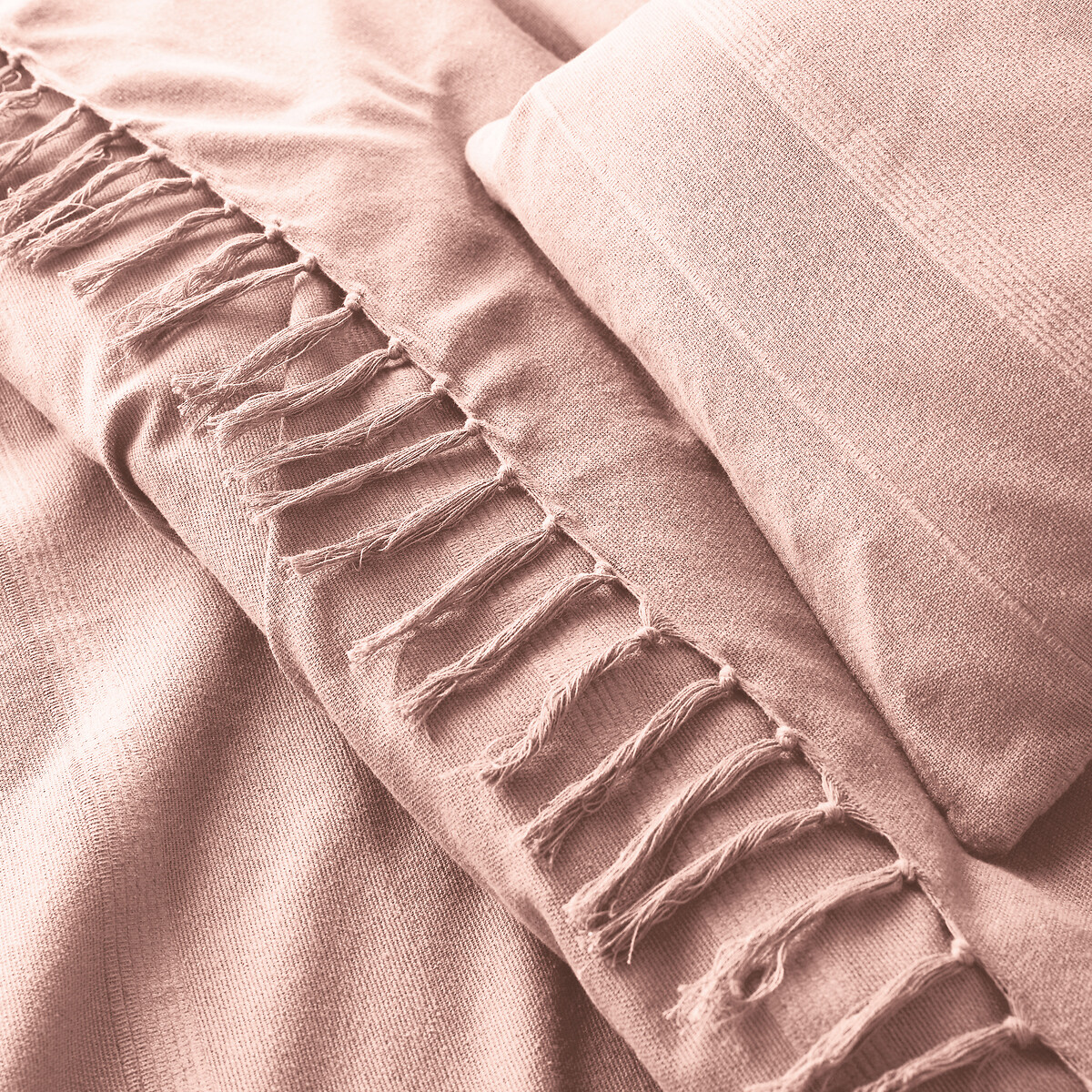 Tagesdecke Nedo mit Fransen, Baumwolle rosa, LA REDOUTE INTERIEURS