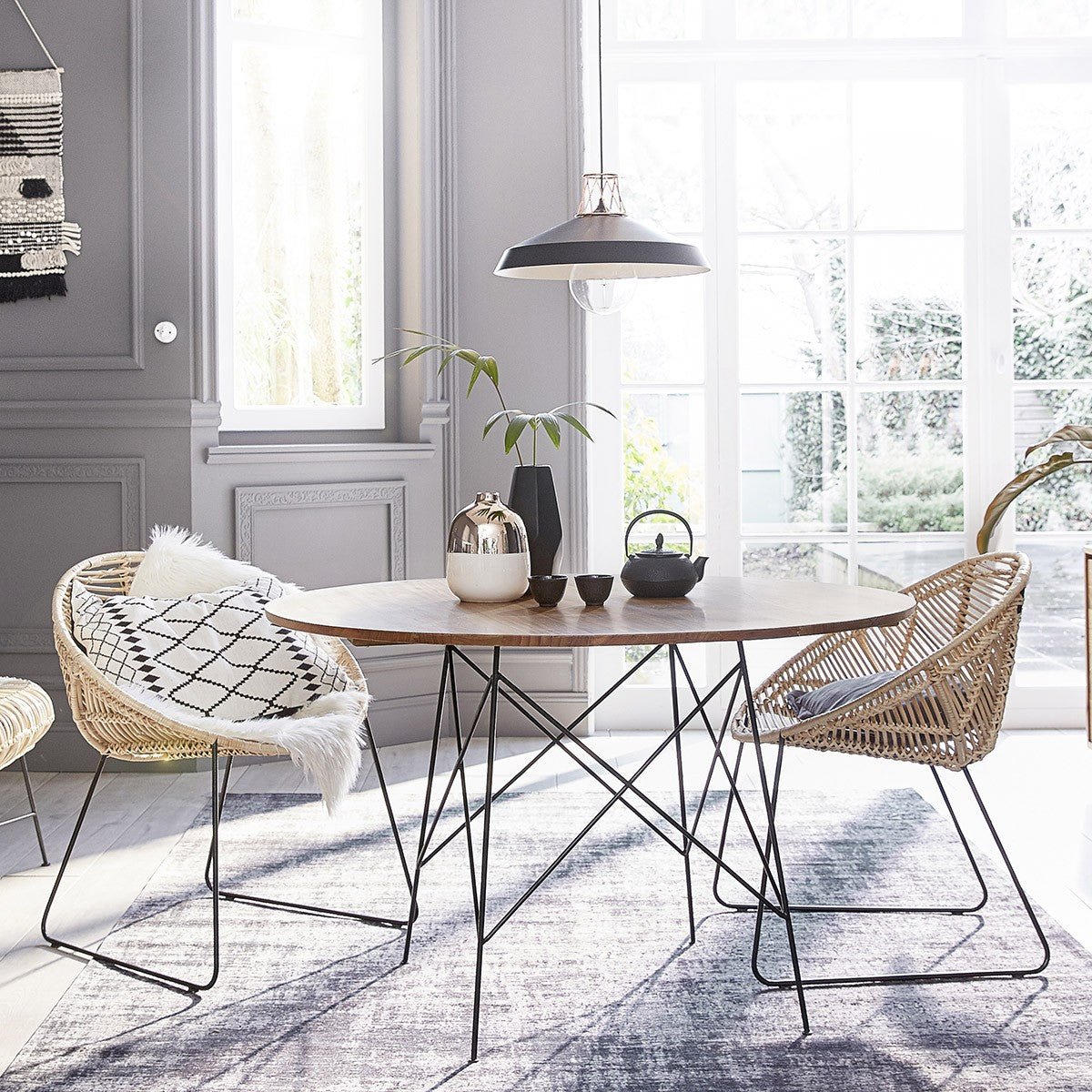 Lot de 2 chaises en rotin et métal BOHEMA naturel, BERAH GETAH