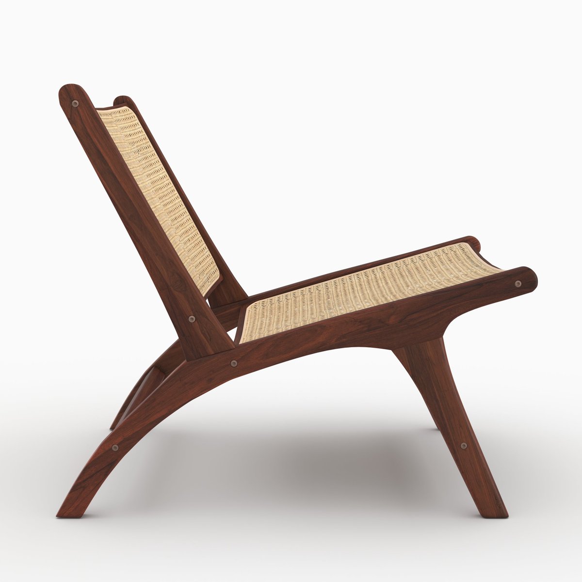 Fauteuil en teck et tressage cannage en rotin - KILKA marron foncé, MAISON PAVANE