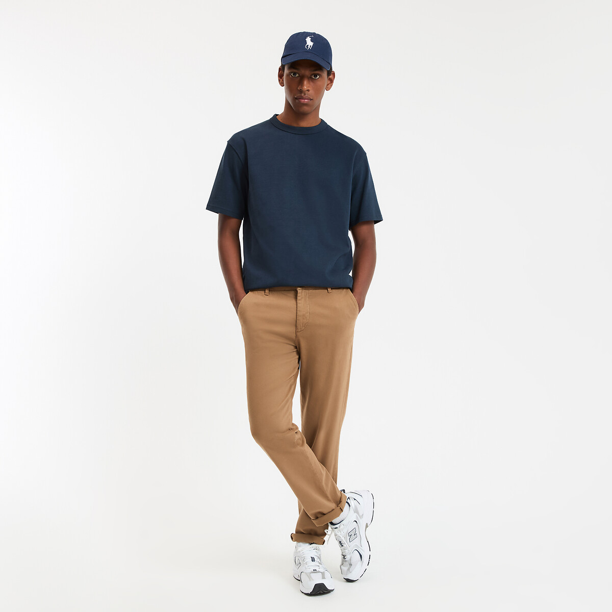 T-shirt met ronde hals van zacht, dik katoen, boxy pasvorm marineblauw, LA REDOUTE COLLECTIONS