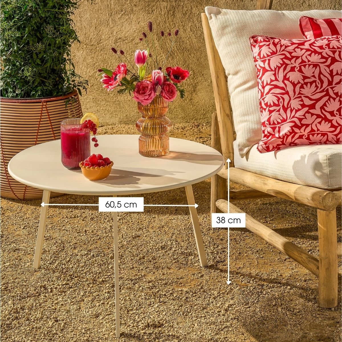 Table d'appoint SEATLE crème, MICA DECORATIONS
