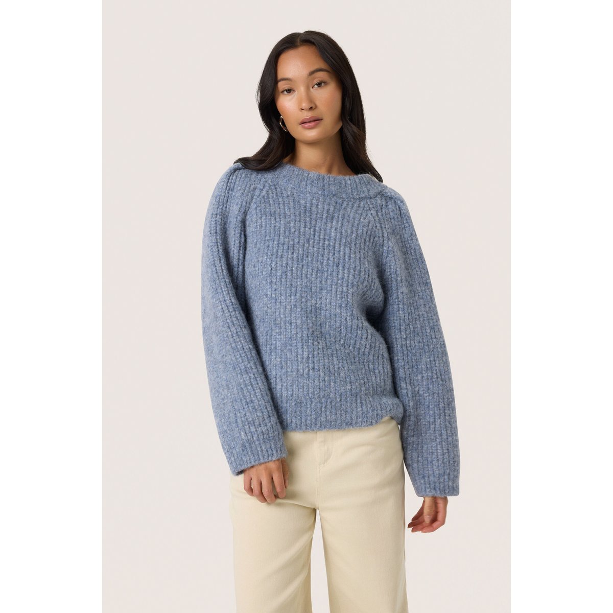 Pullover tricoté bleu bijou blue melange, SOAKED IN LUXURY