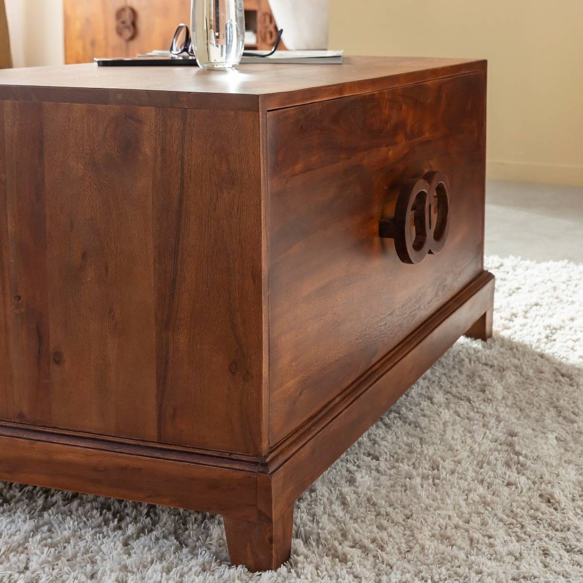 Table basse en bois d'acacia QUILLA bois foncé, MADE IN MEUBLES 
