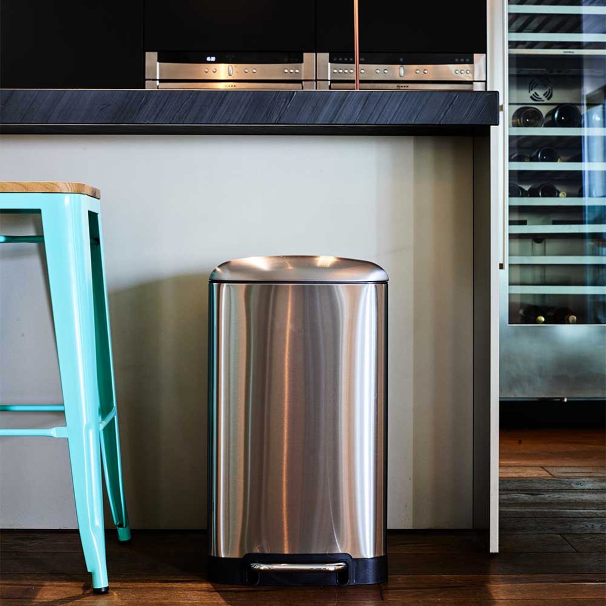 Poubelle de cuisine à pédale GREENWICH 30L inox, KITCHEN MOVE