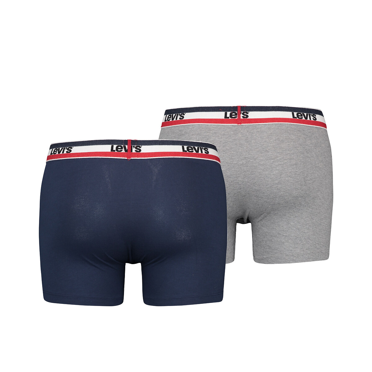 Lot de 2 boxers unis logo sportswear bleu marine + gris chiné, LEVI'S