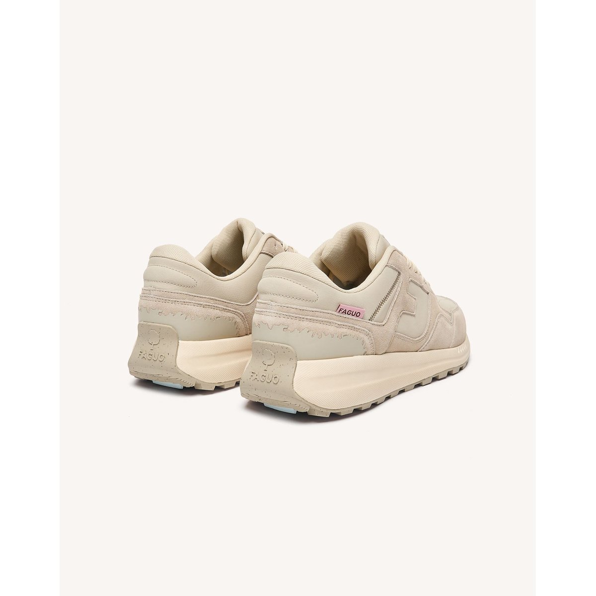 Baskets running en cuir gris clair, FAGUO