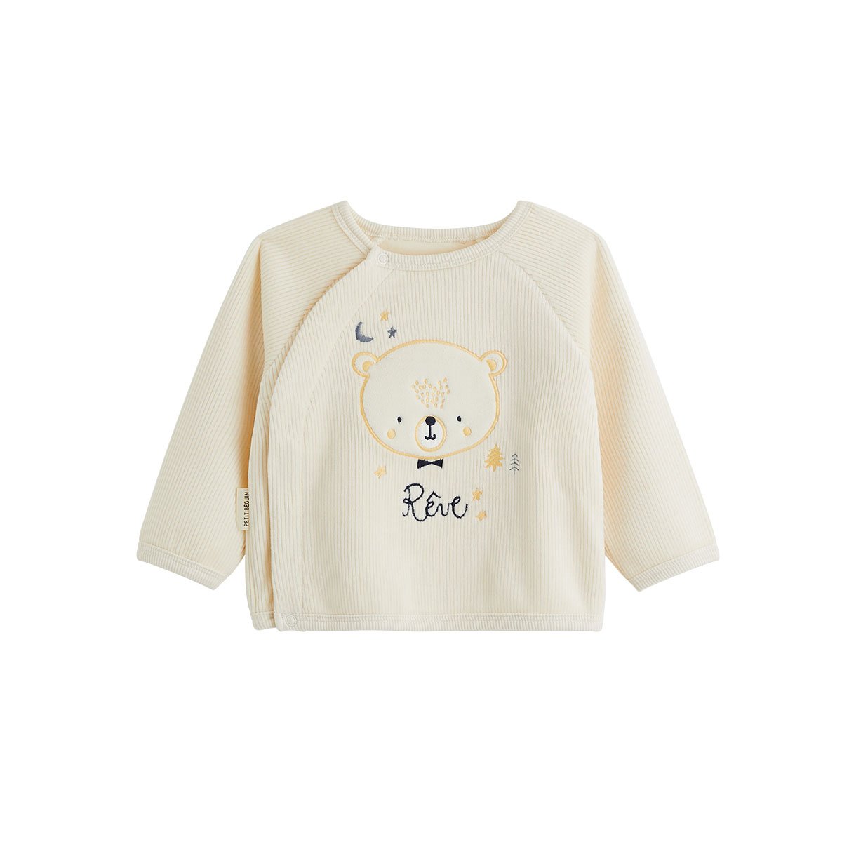 Sweat-shirt bébé en velours Flocon ecru, PETIT BEGUIN