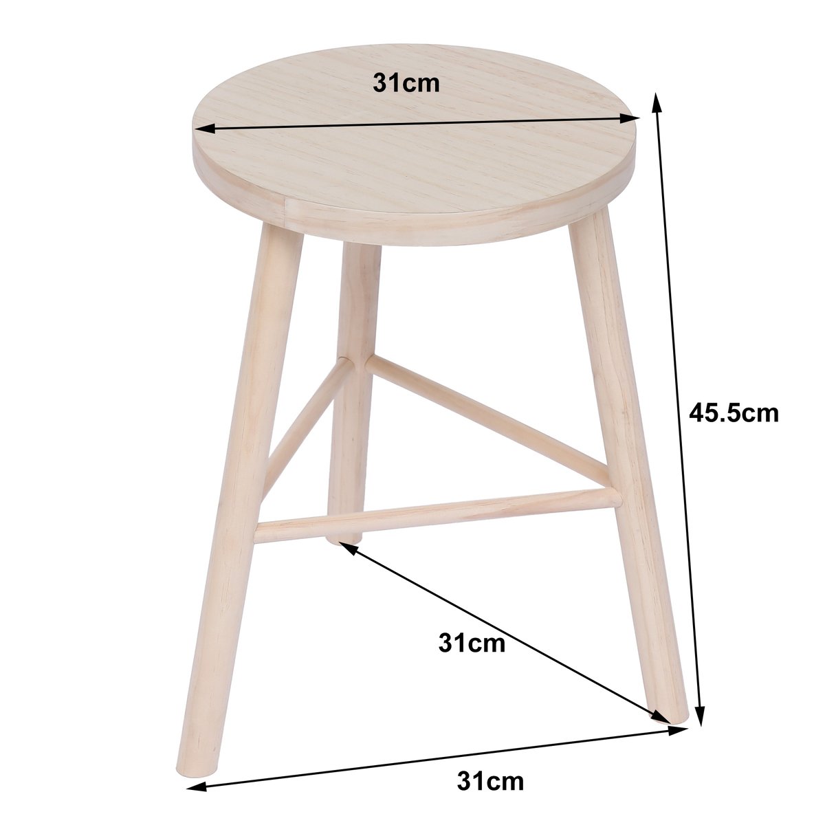 Tabouret, pin massif, ITAMI bois naturel, NORDLYS
