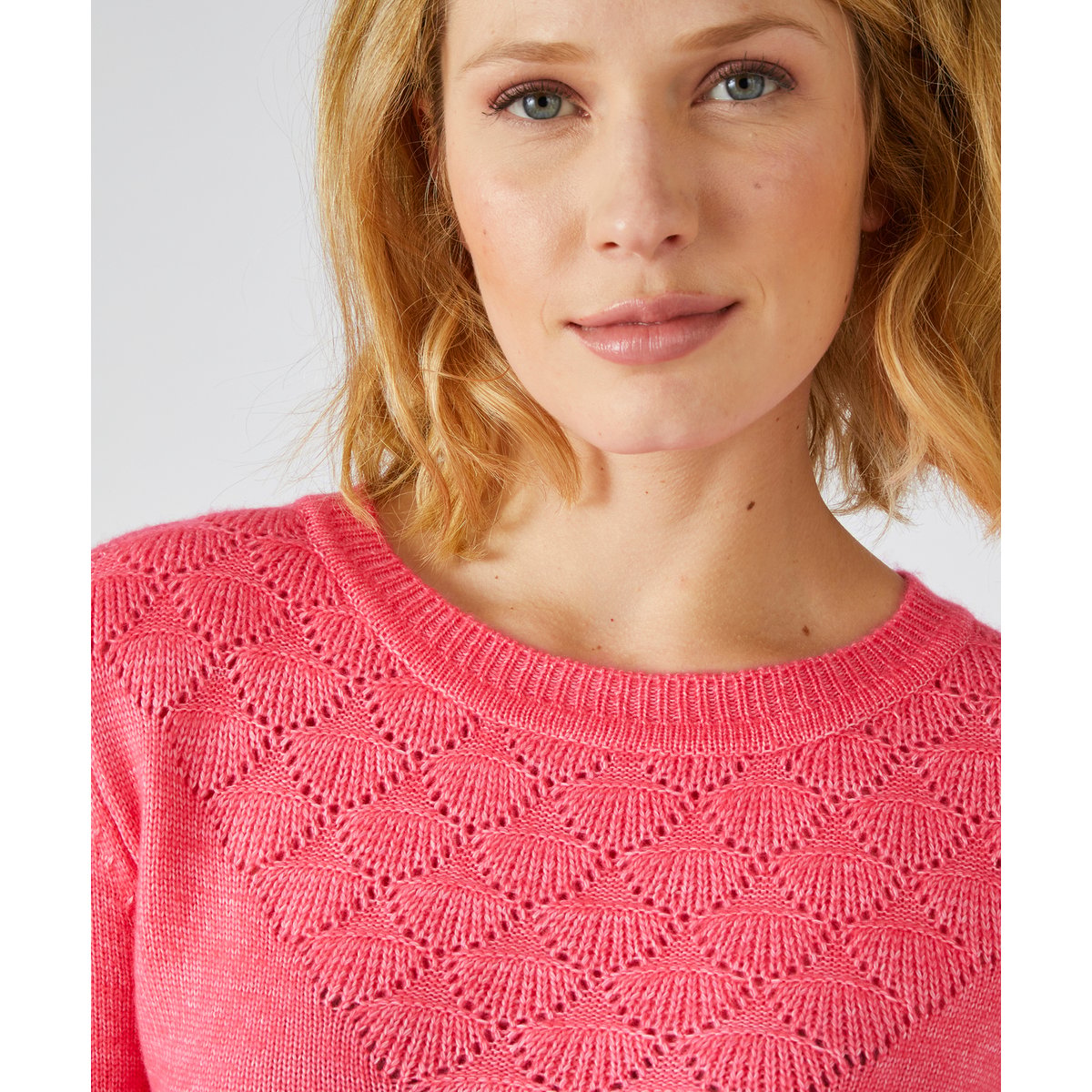 Pull ajouré rouge chiné, DAMART