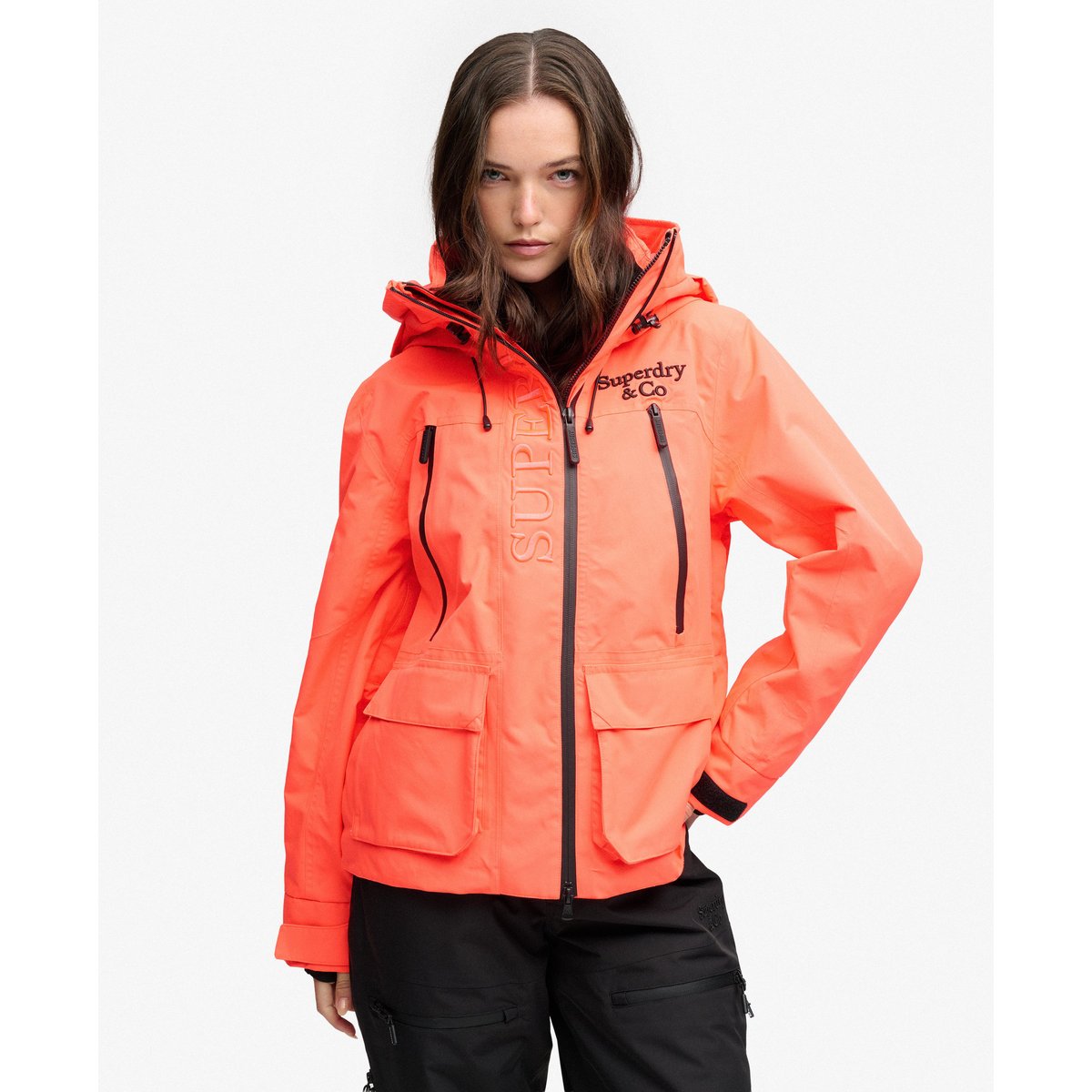 Veste de Ski Freestyle Coupe Décontractée rouge fluo, SUPERDRY