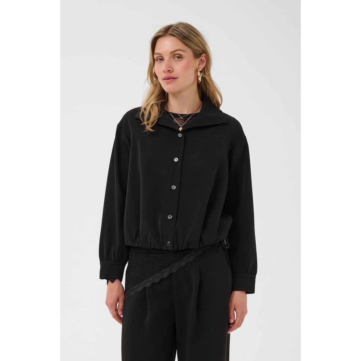 Chemise à manches longues noir pitch black, CREAM
